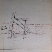 AN Z/1J/1149/dossier 16 : Croquis extrait des pièces annexes d’un procès-verbal d’expertise en date du 8 maI 1786 - Visitte de mur, cabinet, fosse d'aisance d'entre les sieurs Asselin et Gosselin propriétaires de deux maisons rue du Fg St Antoine, vis-à-vis la Fontaine ; MM Delespine et Gabriel, experts ; M. Bérenger, greffier.